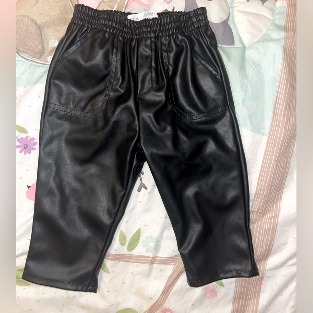 zara toddler leather pants. size 12-18 months